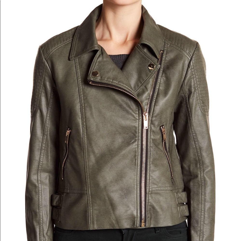 Philosophy Green Faux Leather Jacket NWOT